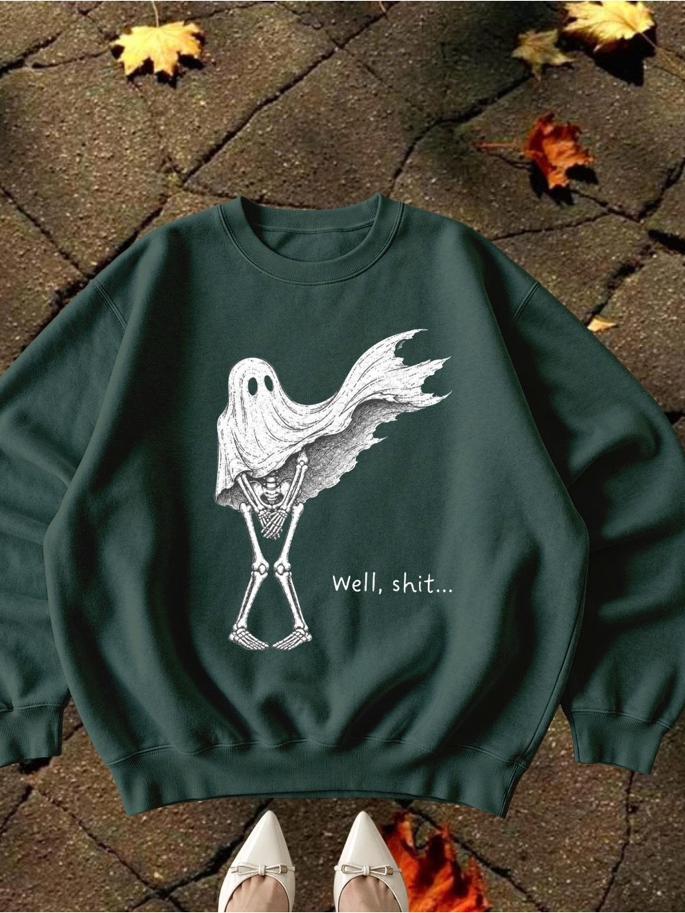 Forest Green Sweatshirt with Skeleton Funny Shirt